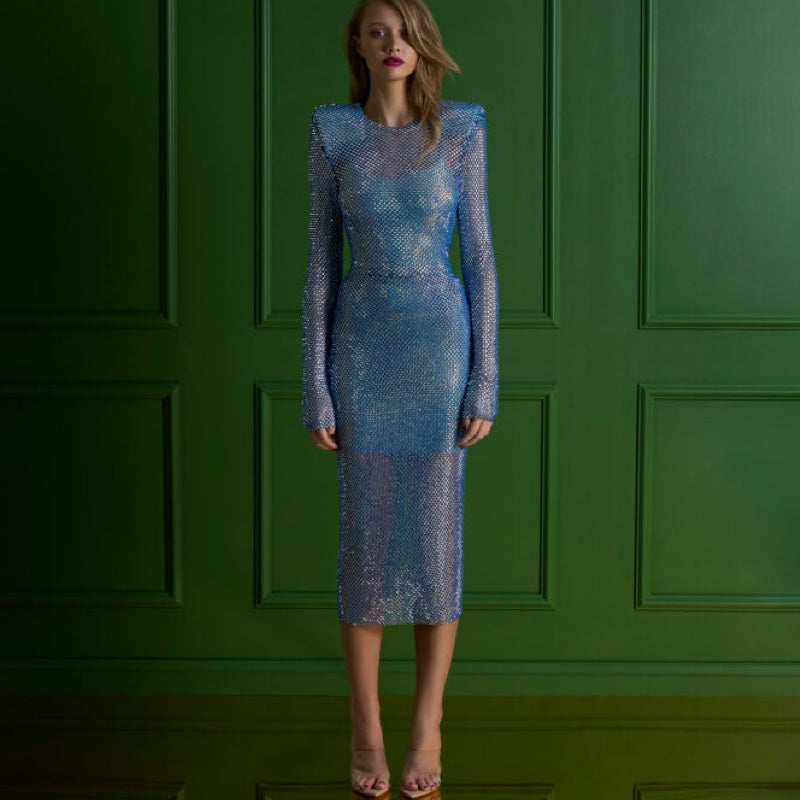 The Shimmer Dress Dusty Blue
