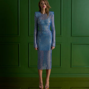 The Shimmer Dress Dusty Blue