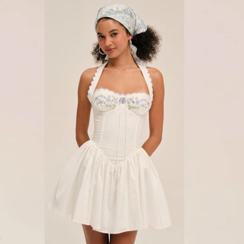 Tea Time Poplin Bustier MIni Dress