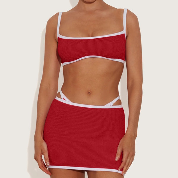 Swim Skirt Bikini Bottom Red
