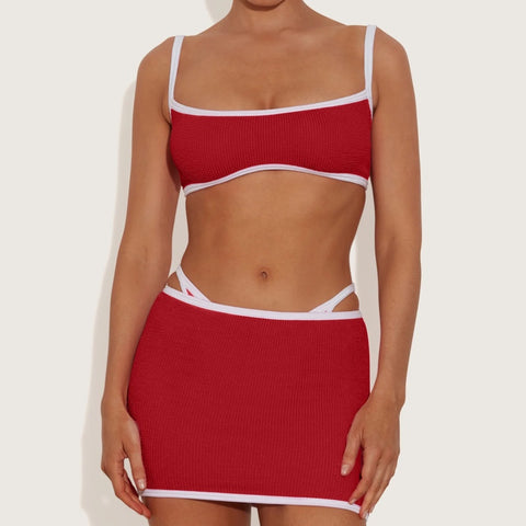 Swim Skirt Bikini Bottom Red