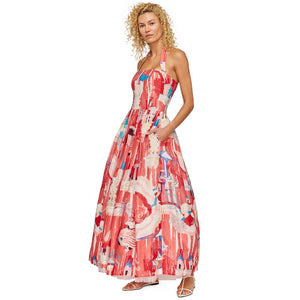 Ana Halterneck Midi Dress - Roma Print