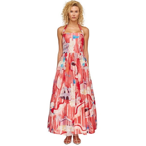 Ana Halterneck Midi Dress - Roma Print