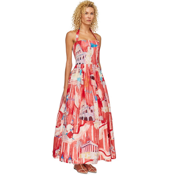 Ana Halterneck Midi Dress - Roma Print