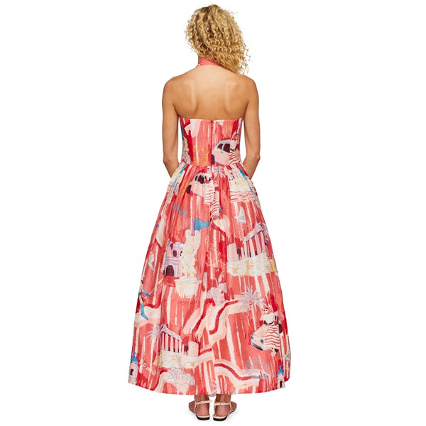 Ana Halterneck Midi Dress - Roma Print