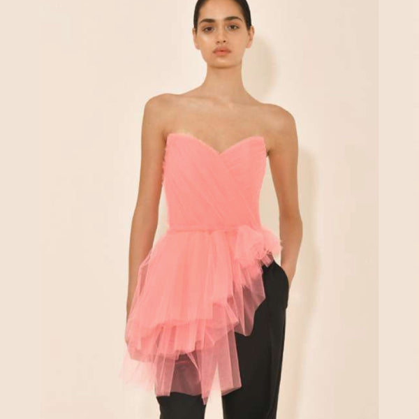 Draped Corset Ballerina Tulle Corset Style Blouse - S(B) - L