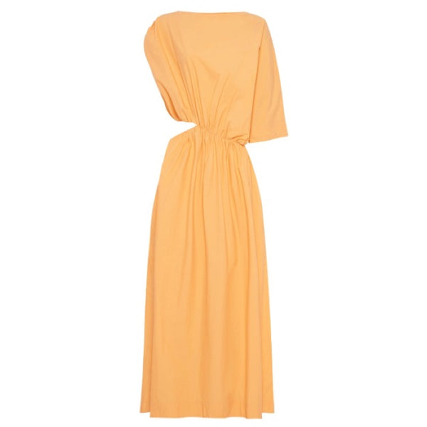 Assymetrical Gathered Dress With Cut Out