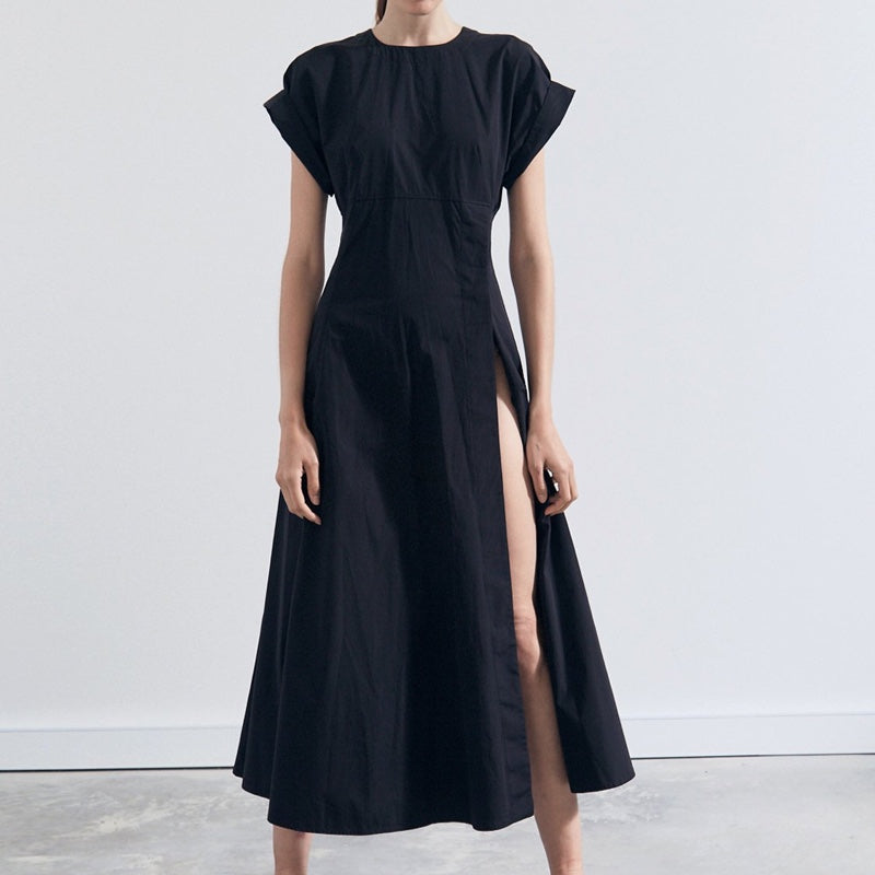 The Button Up Cotton Dress (Black)