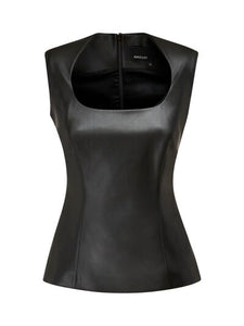 Corset Style Vegan Leather Top