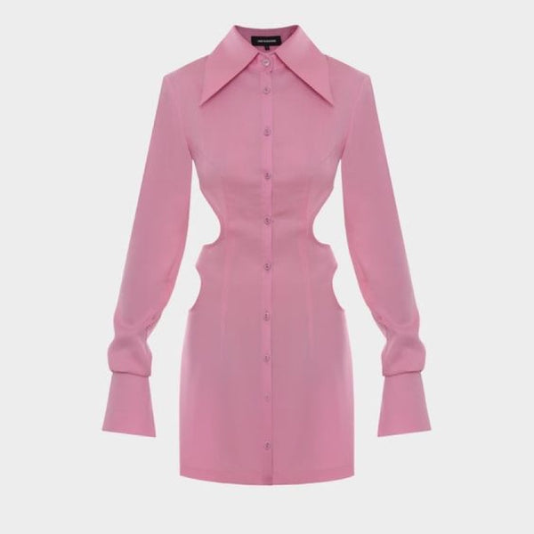 Cut-Out Shirt Mini Dress Pink