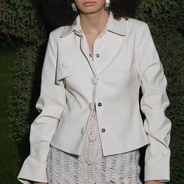 White Faux Leather Blazer