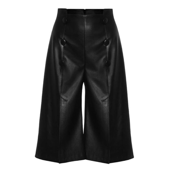 Front Cut Leather Shorts