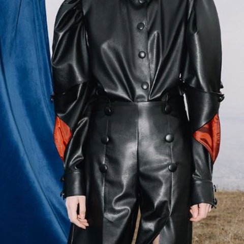 Front Cut Leather Shorts