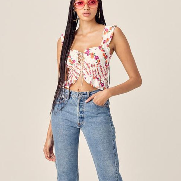 Georgia Lace Up Top - L