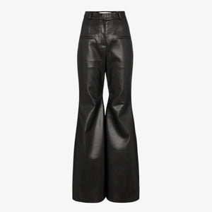 Black Leather Flared Pants