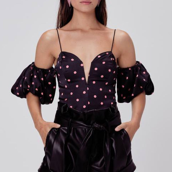 Jenny Off The Shoulder Top Peachdot - L (B)