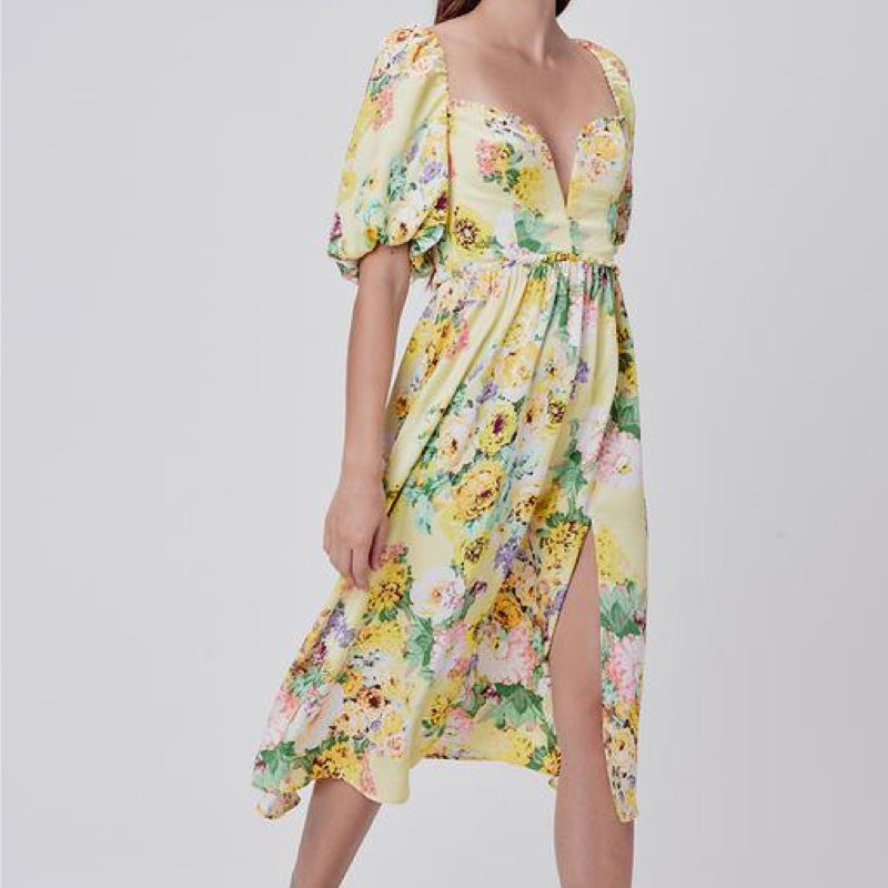 Leigh Floral Midi Dress - S - L