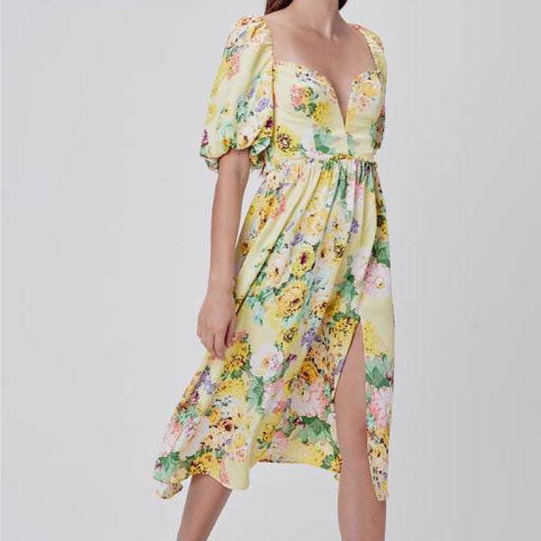 Leigh Floral Midi Dress - S - L