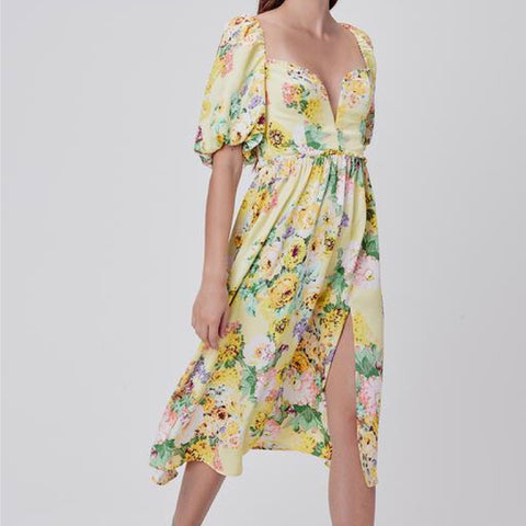 Leigh Floral Midi Dress - S - L