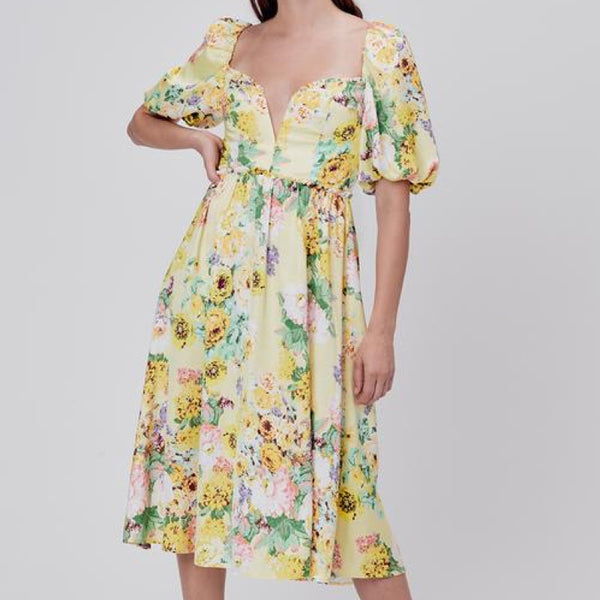 Leigh Floral Midi Dress - S - L