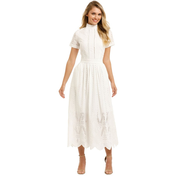 Lola High Neck Dress White - 8