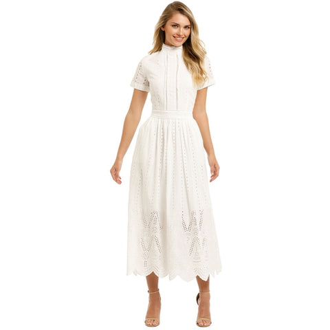 Lola High Neck Dress White - 8