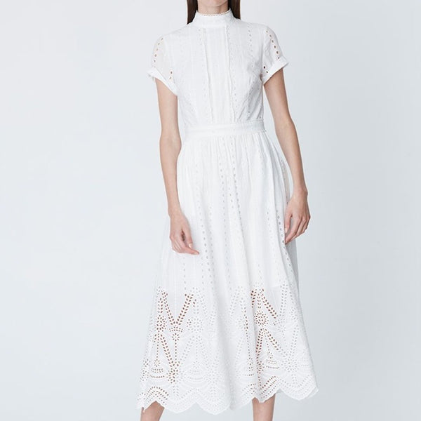 Lola High Neck Dress White - 8