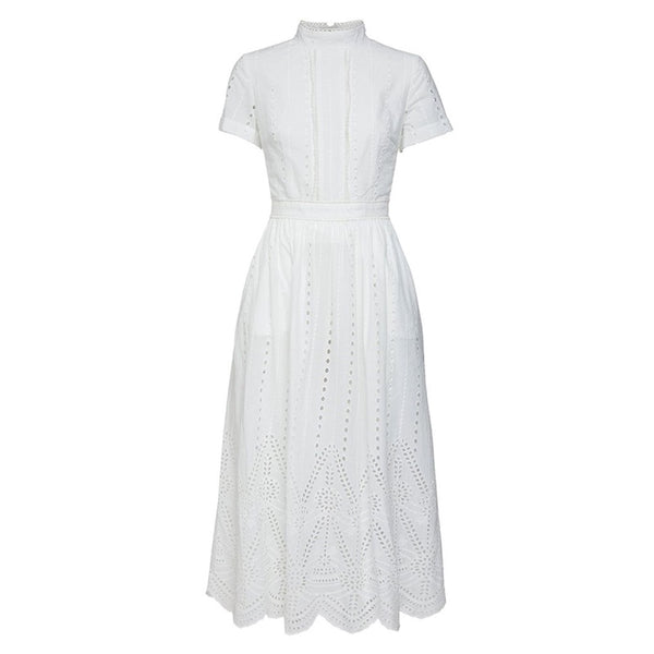 Lola High Neck Dress White - 8