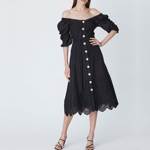 Lola Off Shoulder Dress Black - 12 - 14
