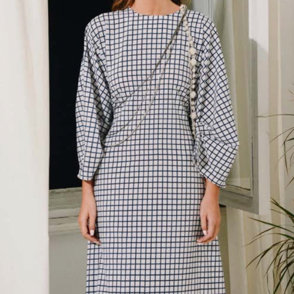 Long Sleeve Checkered Dress