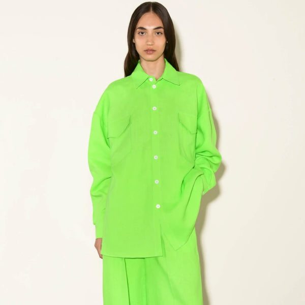 Oversized Neon Linen Shirt