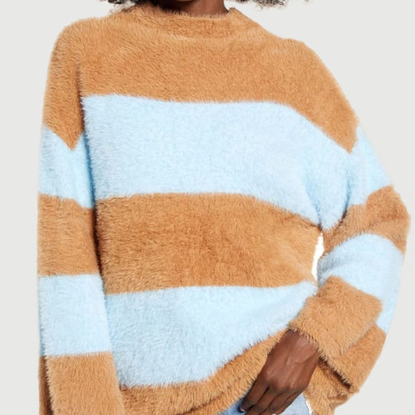 Striped Patterned Oversize Sweater Top - S - M