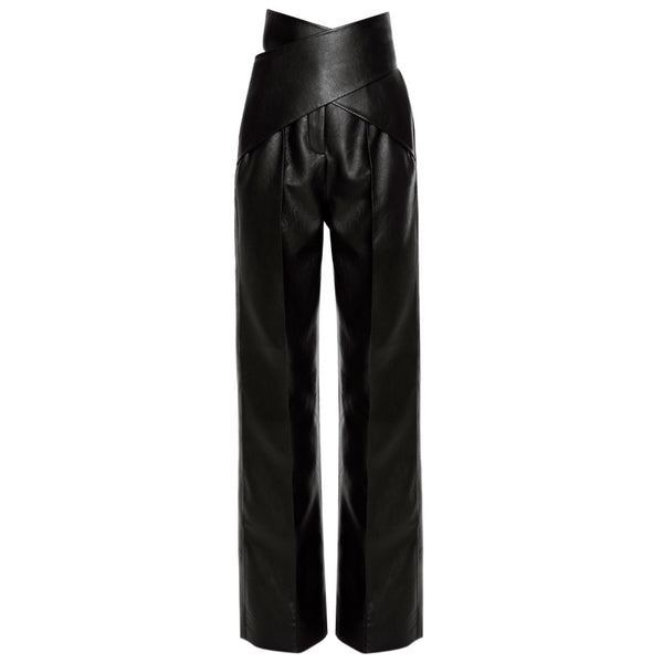 Faux Leather Belted Pants - L