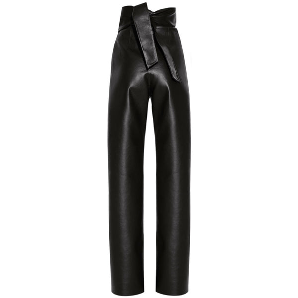Faux Leather Belted Pants - L