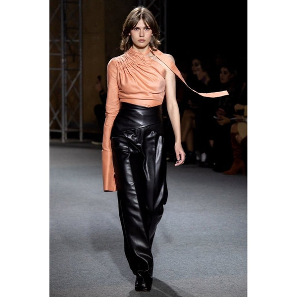 Faux Leather Belted Pants - L