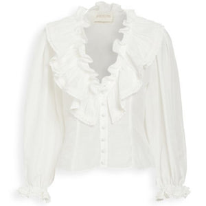 Ruffle Neck Button Up Blouse