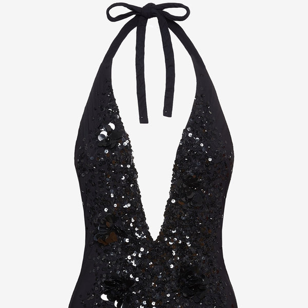 Sequin Halter Swimsuit