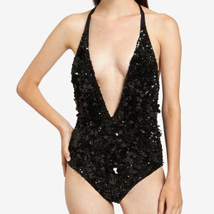 Sequin Halter Swimsuit