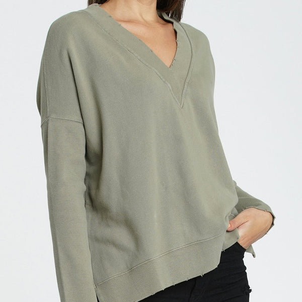 Simone V-Neck French Terry Pullover