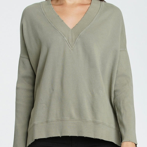 Simone V-Neck French Terry Pullover