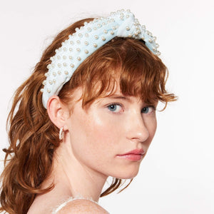 Velvet Pearl Knotted Headband