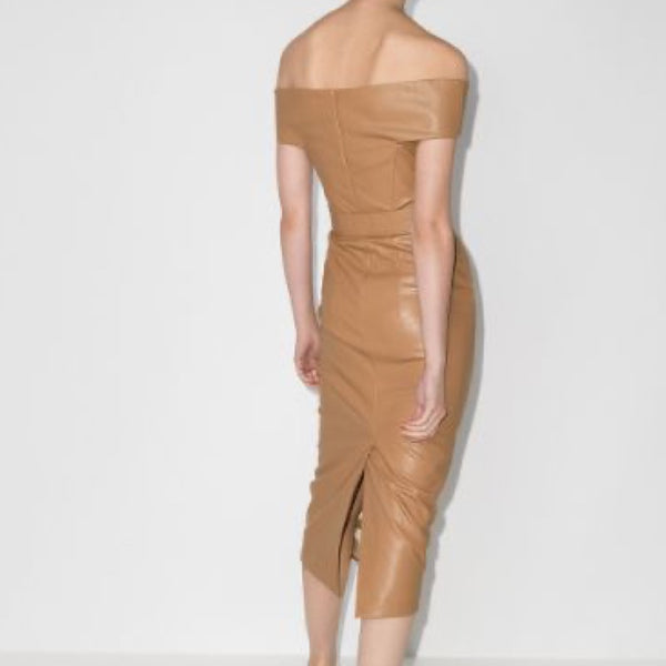 Bardot Shoulder Vegan Leather Pencil Dress - S(B) - M(B)