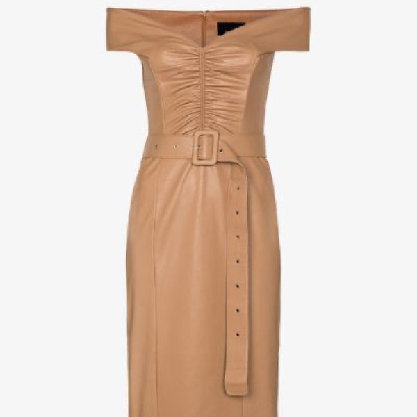 Bardot Shoulder Vegan Leather Pencil Dress - S(B) - M(B)