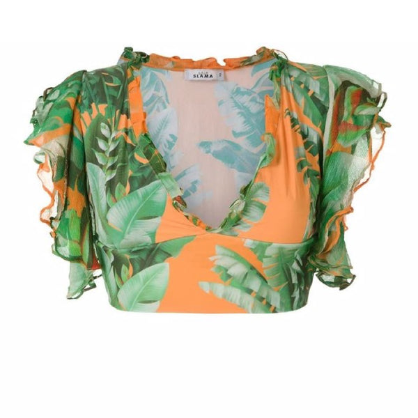 Cropped Blouse Serra Do Mar Palm Tree Orange