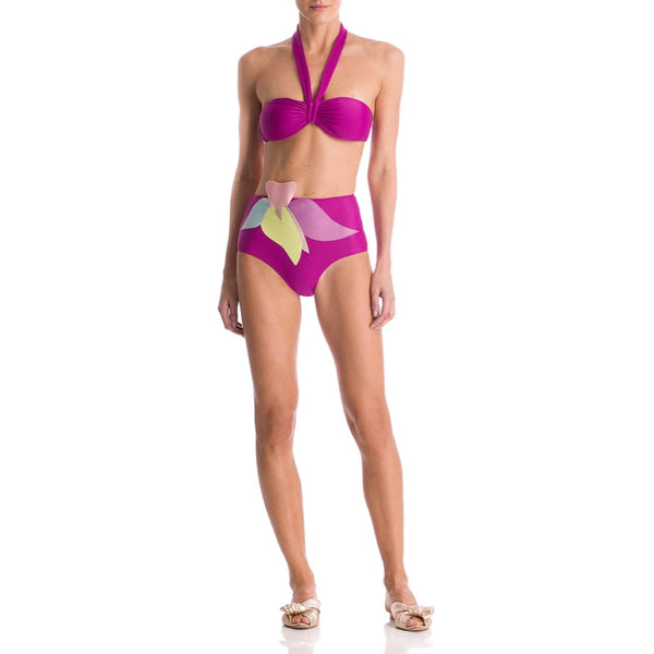 Colorful Flower Hot Pants Bikini Purple