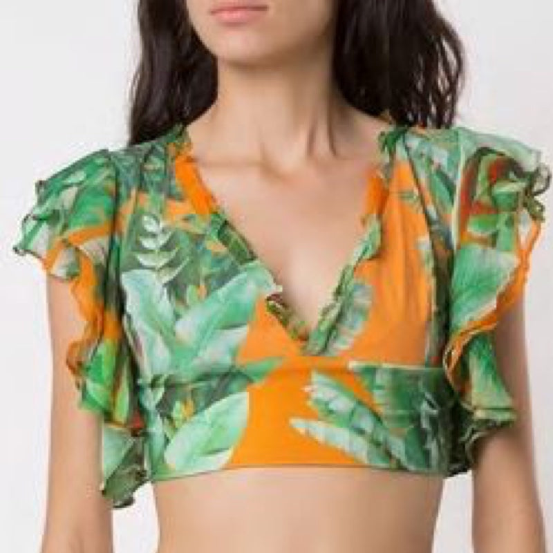 Cropped Blouse Serra Do Mar Palm Tree Orange