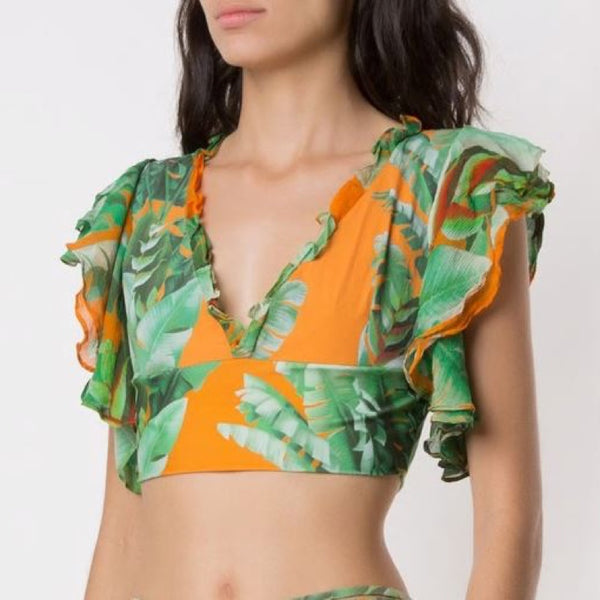 Cropped Blouse Serra Do Mar Palm Tree Orange