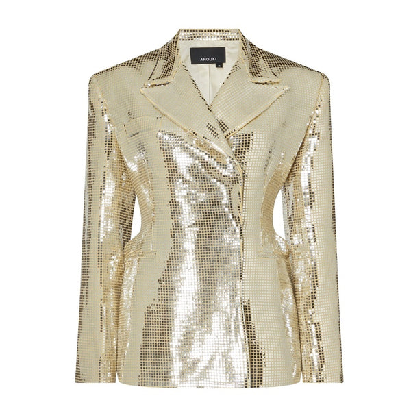 Double Breasted Disco Blazer Silver - S