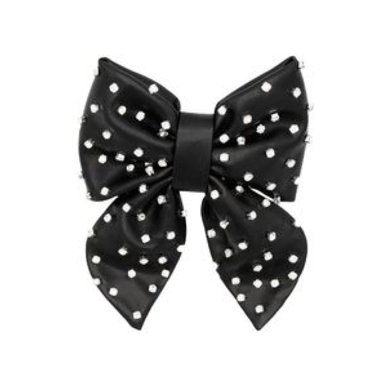 Black Faux Leather Bow