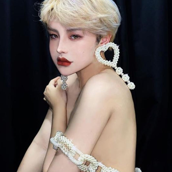 Heart Earclip Big Pearl